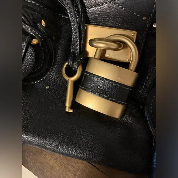 Chloe Paddington Hand Bag Leather Black Gold Authentic - pre owned - Picture 14 of 14